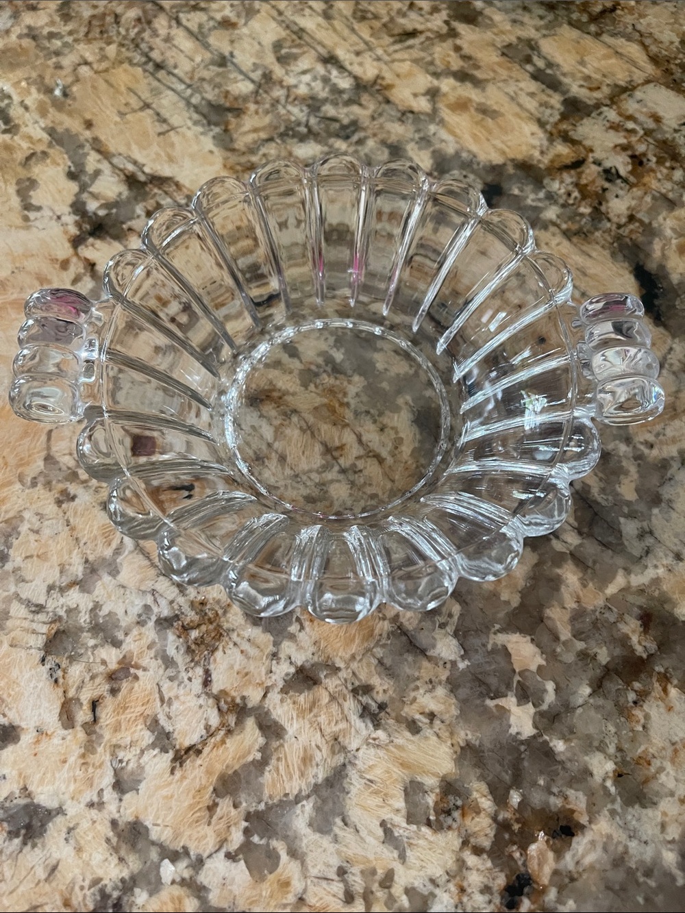 Vintage Hensley~ Glass Scalloped Art Decco Candy/Serve Dish Twin Handles